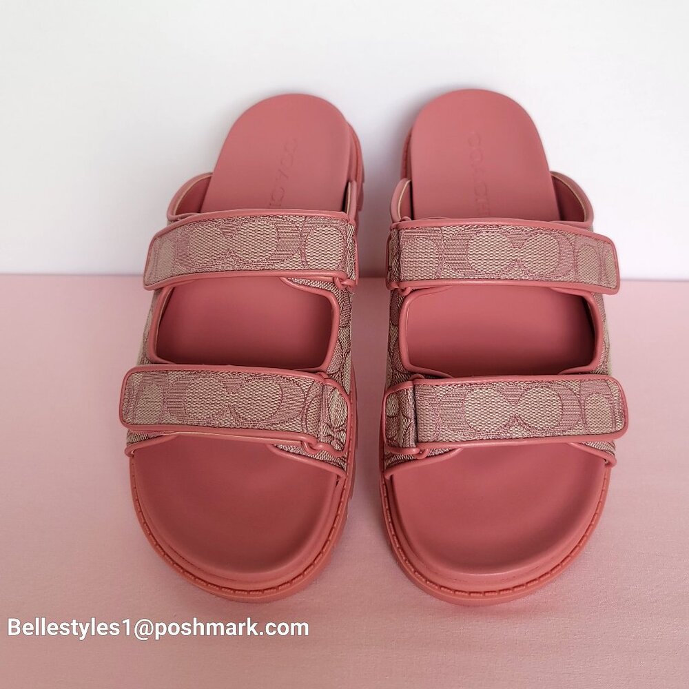 COACH Two-Band Sport Slide In Signature Jacquard- Women’s Size 9B- True Pink ⭐ - Picture 4 of 16